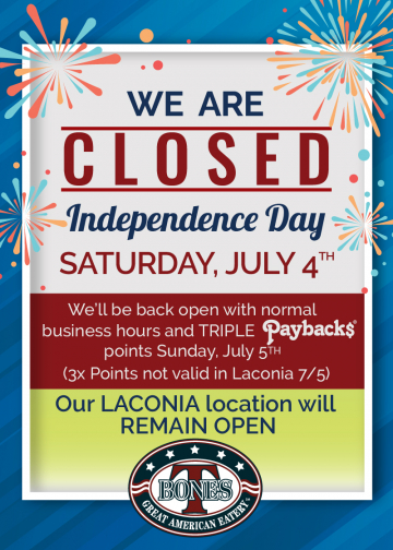 Closed Holiday at T-BONES